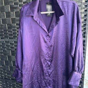 Boohoo Deep Purple Satin Blouse